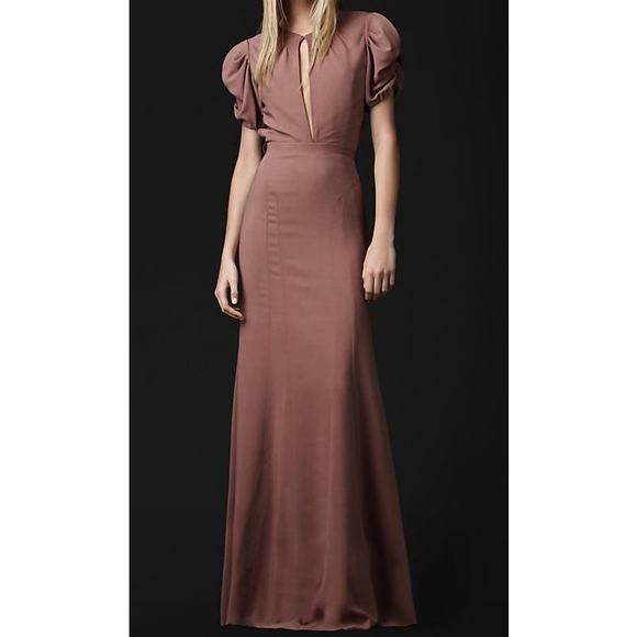 Burberry 2012 Backless Key-hole Maxi Gown Dress - S - Mauve Purple
